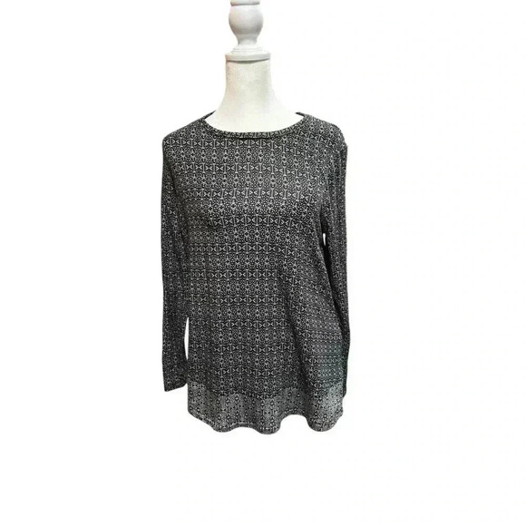 J. Jill Tops - J. Jill Gray Size Small Petite Pattern‎ Long Sleeve Blouse